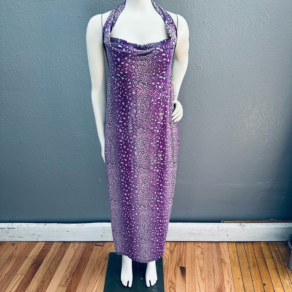Sharron Leslie Purple Leopard Festival Dress - NEW